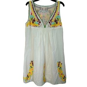 Twenty-one Sleeveless V-neck Tunic Babydoll Top Crocheted Trim Hem Lined Size S